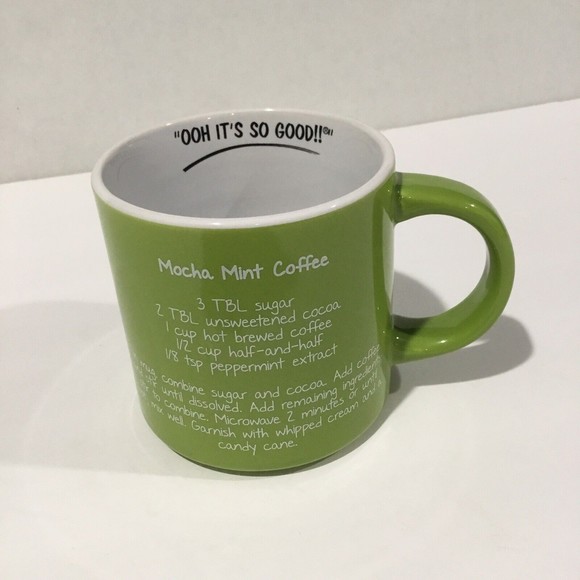 Mocha Mint Coffee Mug Recipe Big 16 oz. Tea Cup Green - Picture 3 of 7